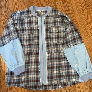 FATE denim flannel shacket